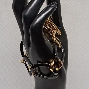 Vintage Black & Enamel Gold Plated Costume Jewelry Bracelet #3